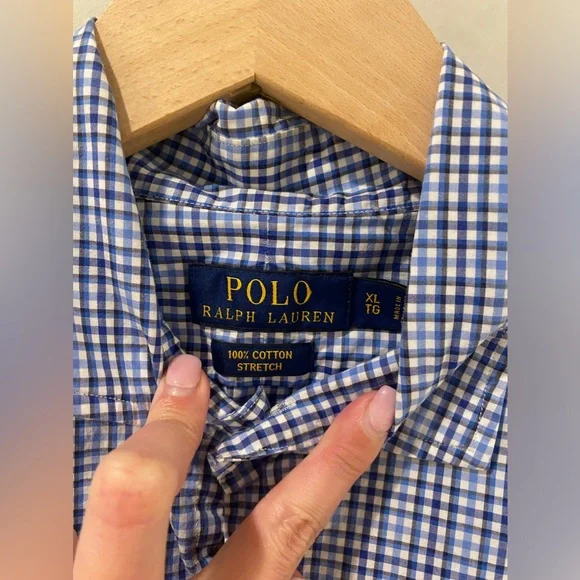 Men’s - Ralph Lauren Polo Blue Gingham Button Down Shirt - Size XLarge - Picture 3 of 4